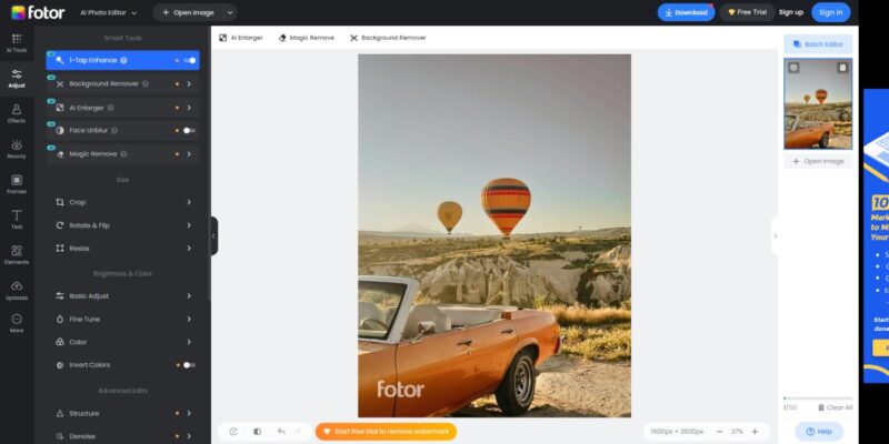 Online Photo Editor Fotor Enhance One Click