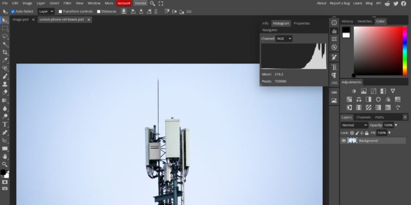 Online Photo Editor Photopea Histogram