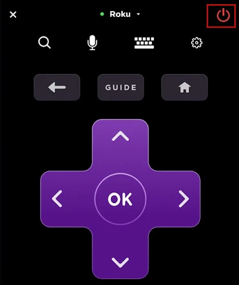 Tap power button on the Roku remote ap