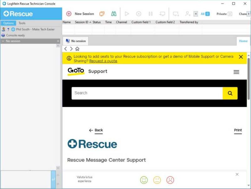 Rescue Goto Tech Console