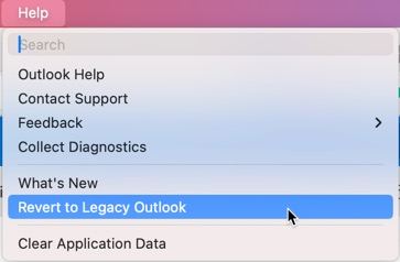 Revert To Legacy Outlook Option Selected