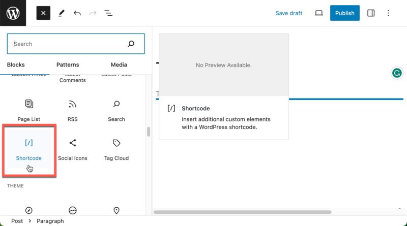 Shortcode Widget Blocks Editor
