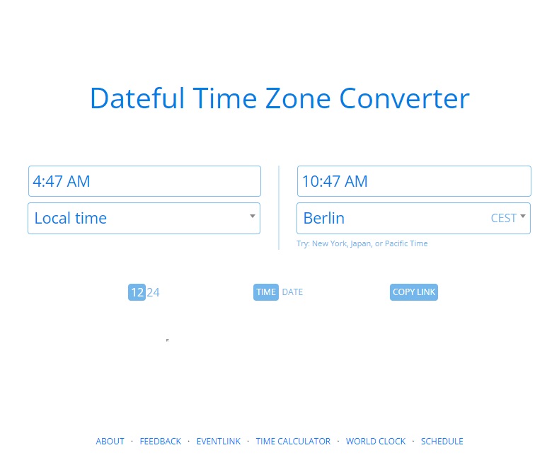 The default time converter on Dateful.