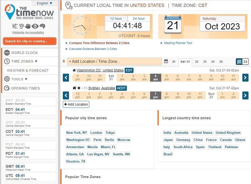 The default time zone converter in The Time Now.
