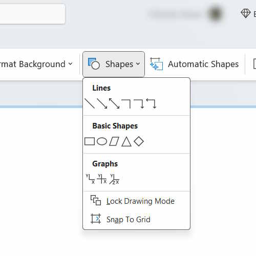 The Shapes Dropdown In Onenote