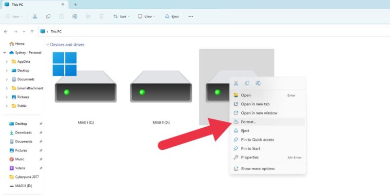 Ubs Format Window, File Explorer