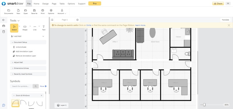 SmartDraw's floorplan template options.