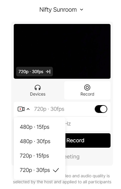 Choosing your recording settings in Waveroom.