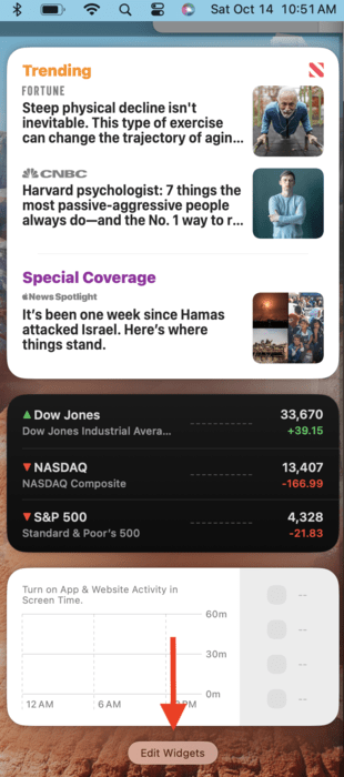 Click the Edit Widgets button.
