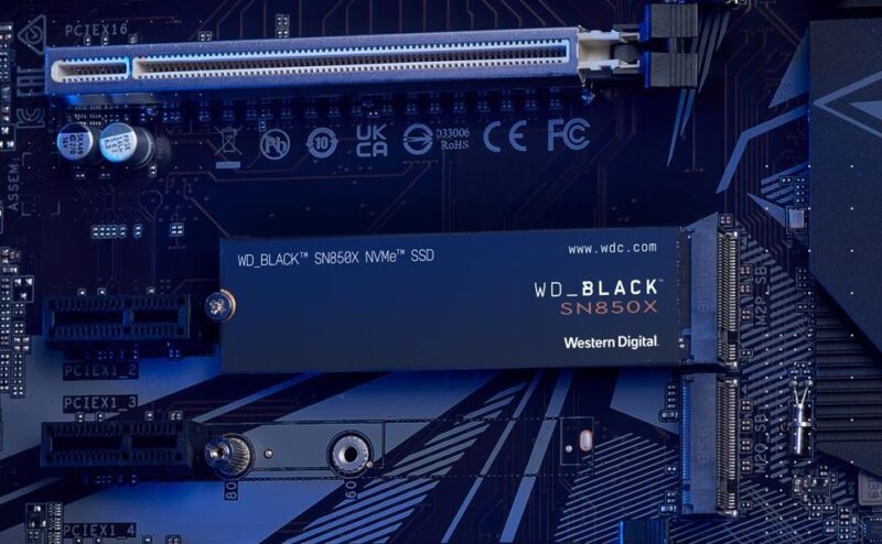 WD Black SN850X SSD on a motherboard