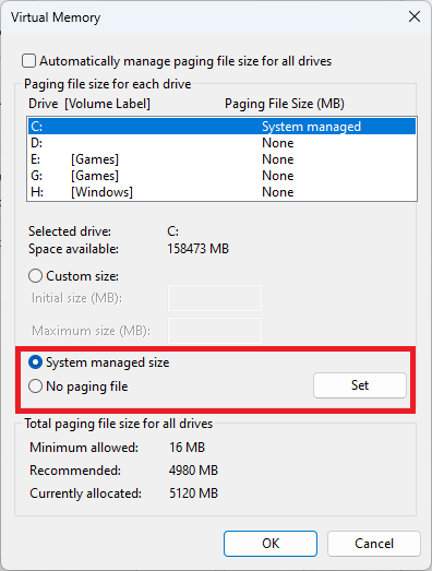 Change Pagefile Size And Location Windows Change Pagefile Location