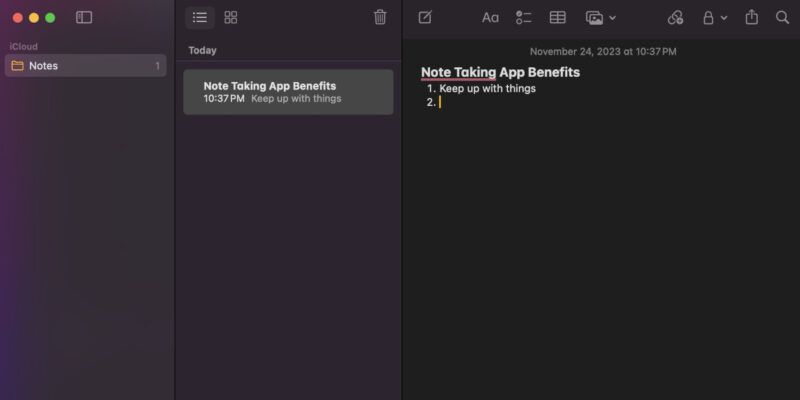 Apple Notes Note Creation