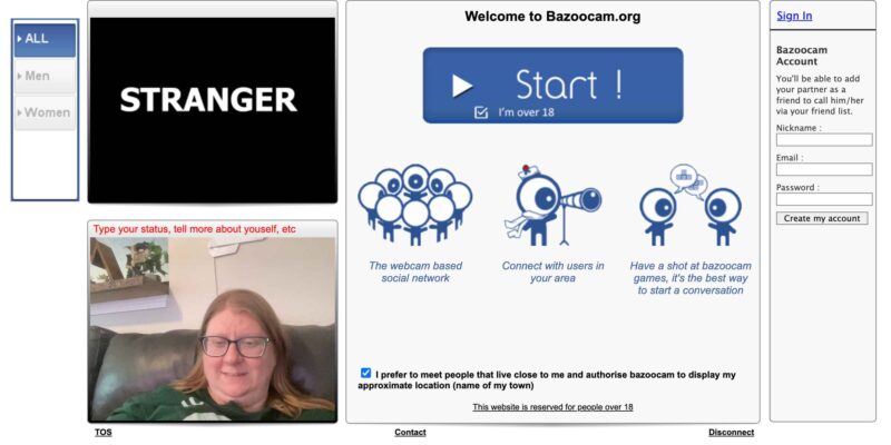 Bazoocam Main Screen Before Starting