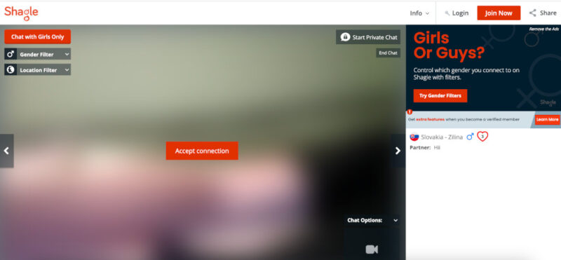 Joining a Shagle Chat