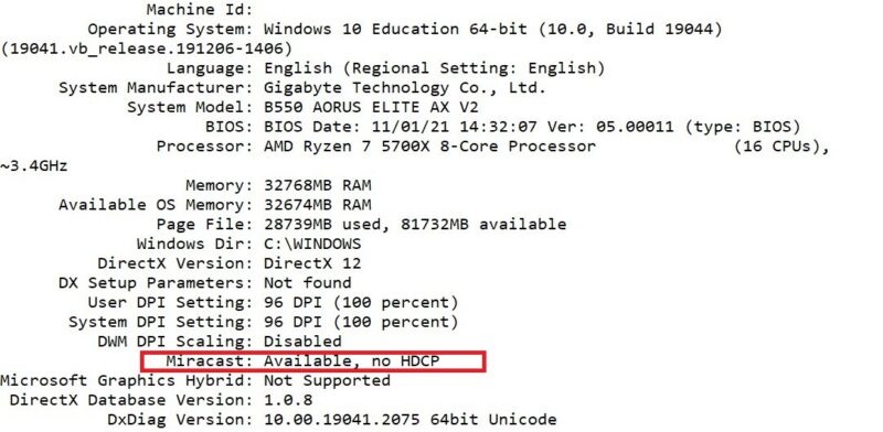 Play Pc Games On Tv Dxdiag Miracast Support