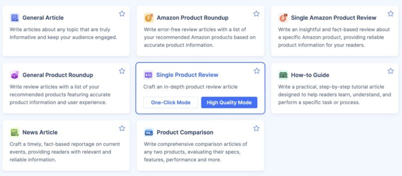 HIX Articlegpt Modes