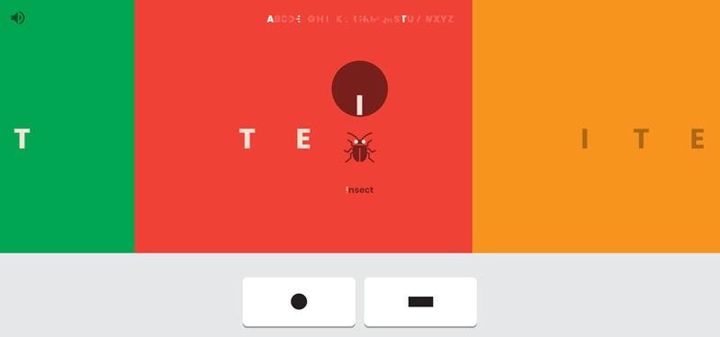 Learning the letter I with Google Morse code tool.