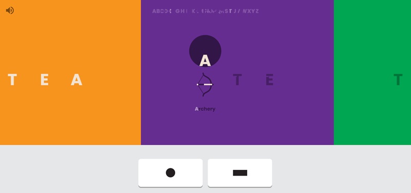 Learning the letter A on Google Morse Code tool.