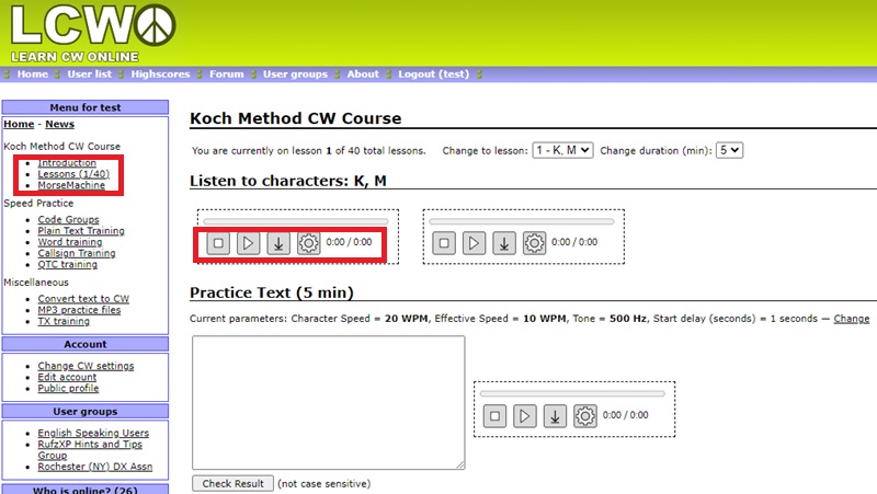 Learn Morse code with LCWO individual lessons.