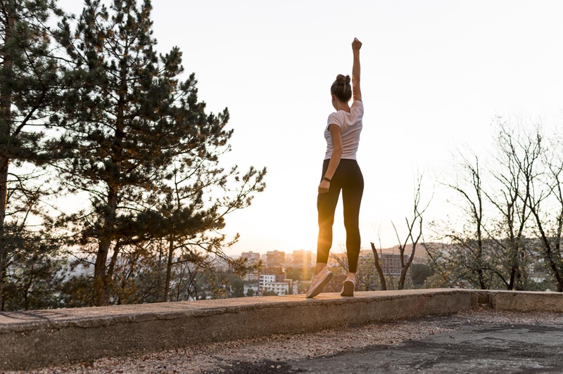 Woman working out outdoors.
