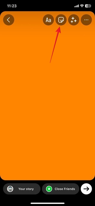 Tapping on Sticker button in Instagram app. 