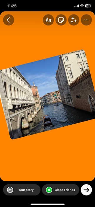 Adding image against solid color backdrop for Instagram story.