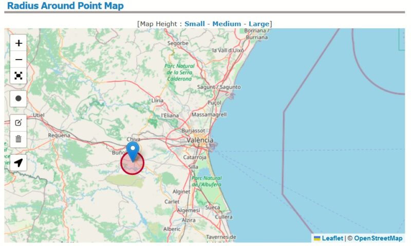 Radius view with FreeMapTools.