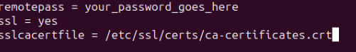 A terminal showing a sample certificate path for Offlineimap.