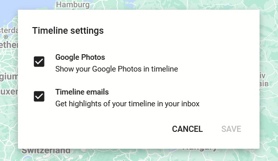 Setting up to receive timeline emails via Google Timeline. 