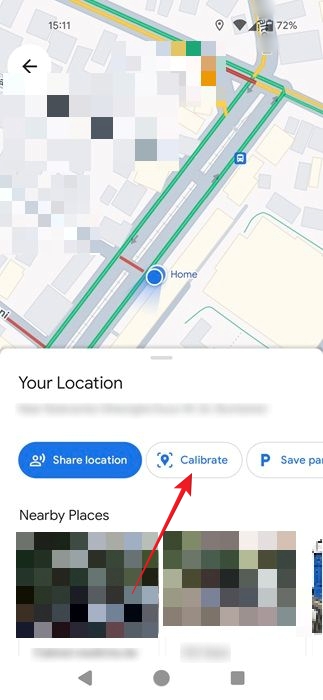Pressing the "Calibrate" button in Google Maps app for Android.