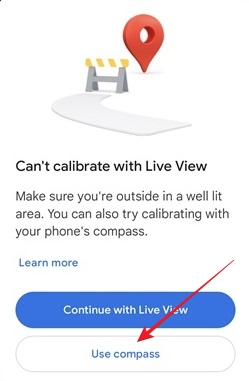 Tapping "Use compass" button in Google Maps app for Android.