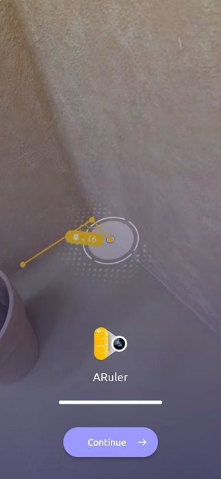 Measuring distance on AR Ruler app.