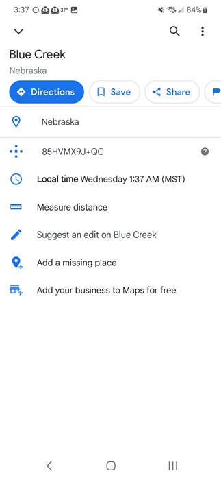 Measuring a distance in Google Maps.