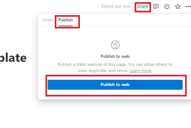 Setting up a Notion template to be shared.