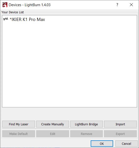 Adding iKier Printer to LightBurn