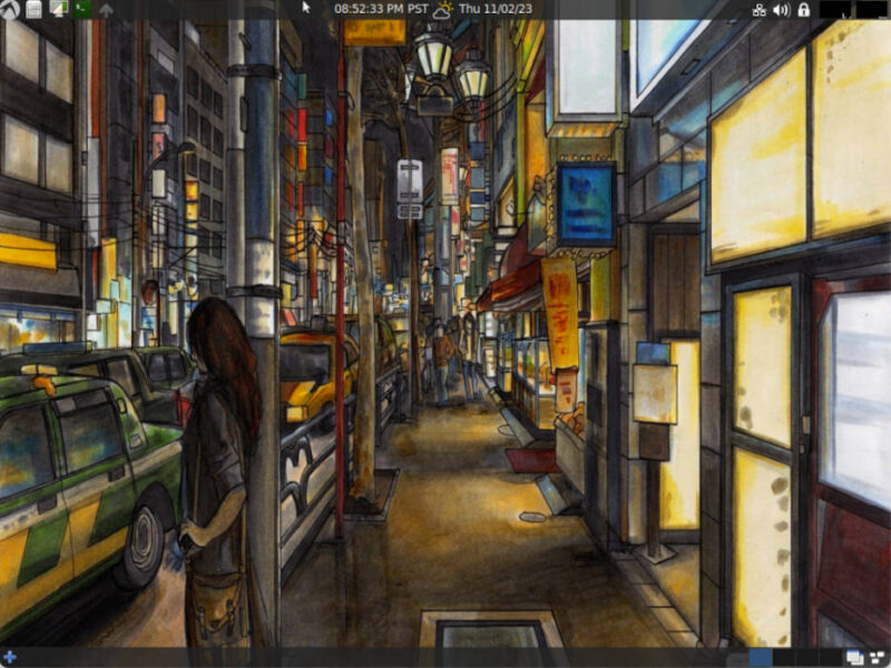 A screenshot of the default LXDE desktop.