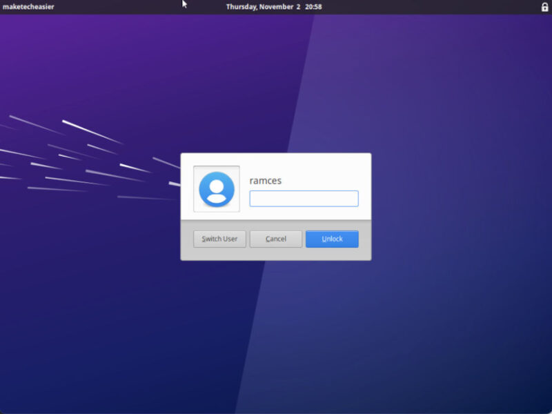 A screenshot of the default XFCE lock screen.