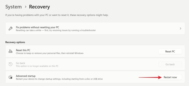 Clicking on "Restart now" button under "Advanced startup" in Recovery section in Windows Settings. 