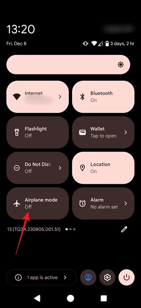 Checking if Airplane Mode toggle is on on Android device.
