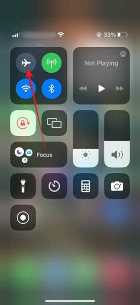 Checking if Airplane Mode toggle is on on iPhone.