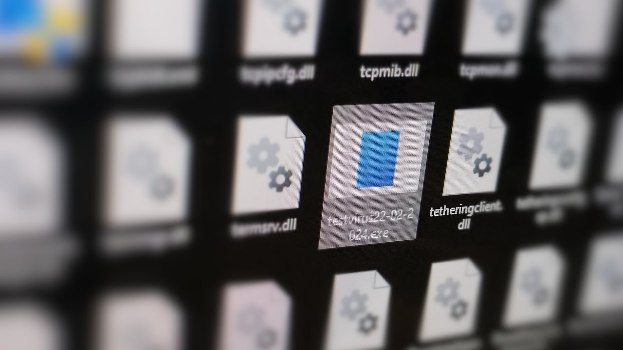 A test virus, singled out and in focus.