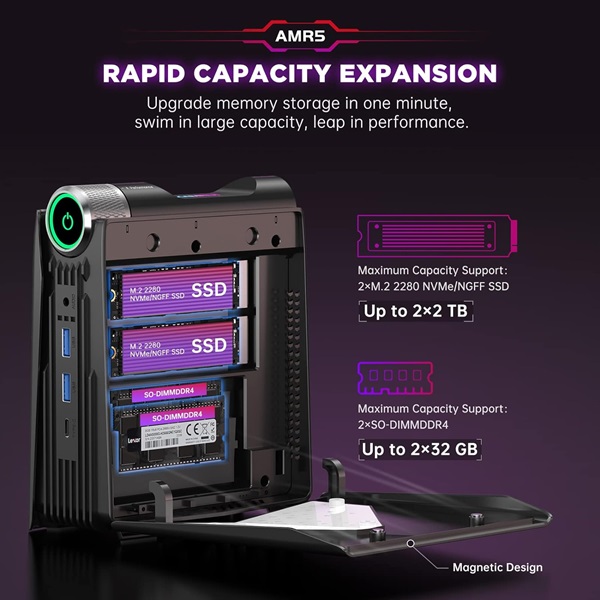 KAMRUI AMR5 mini PC memory storage specs