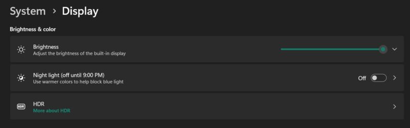 Navigating to HDR under Display in Windows Settings. 