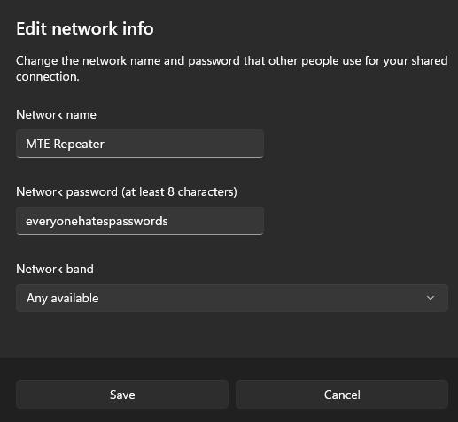Leave Network band as Any available.