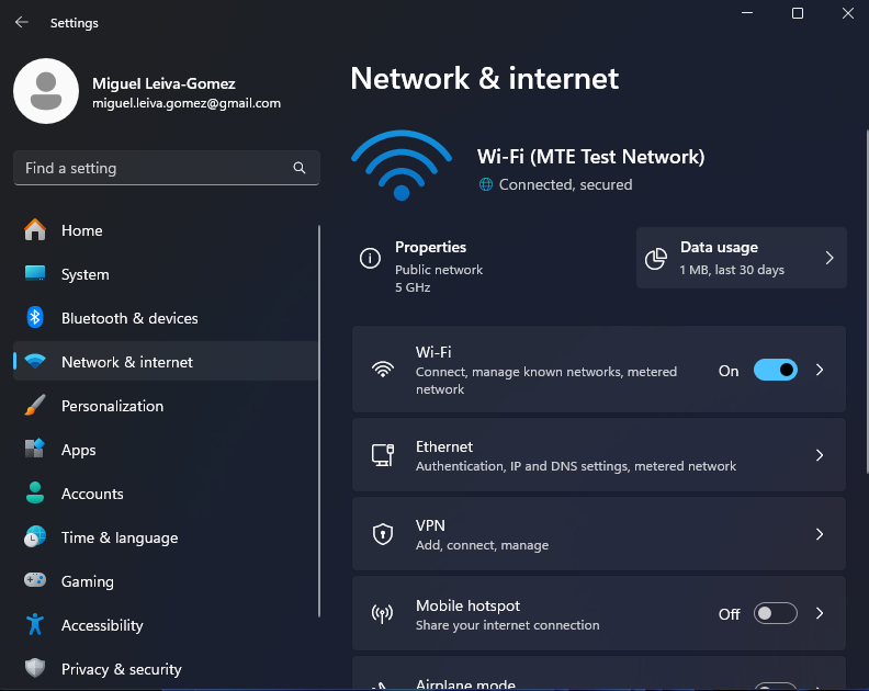 Click Network & Internet in Settings app