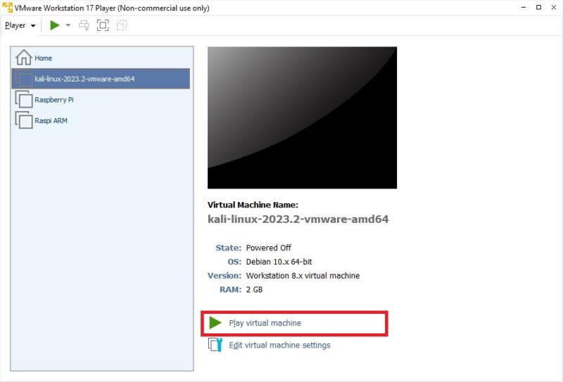 VMware run imported virtual machine