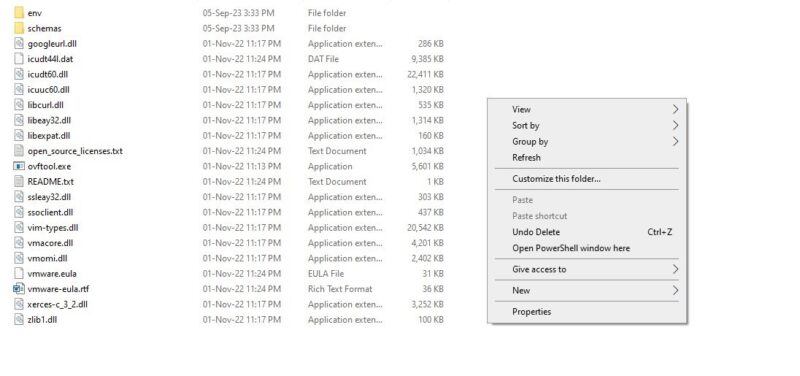 VMware directory OVFtool folder