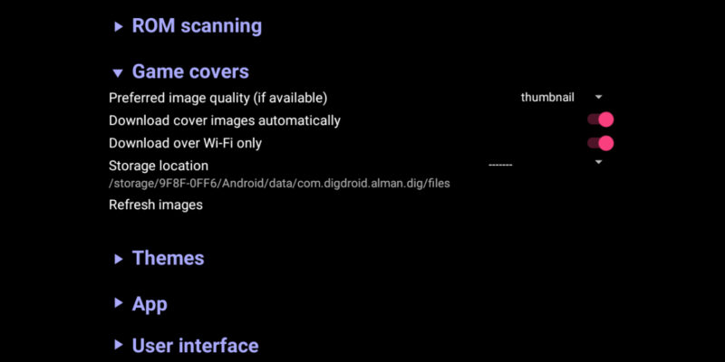 Dig Emulator Frontend Game Covers Menu