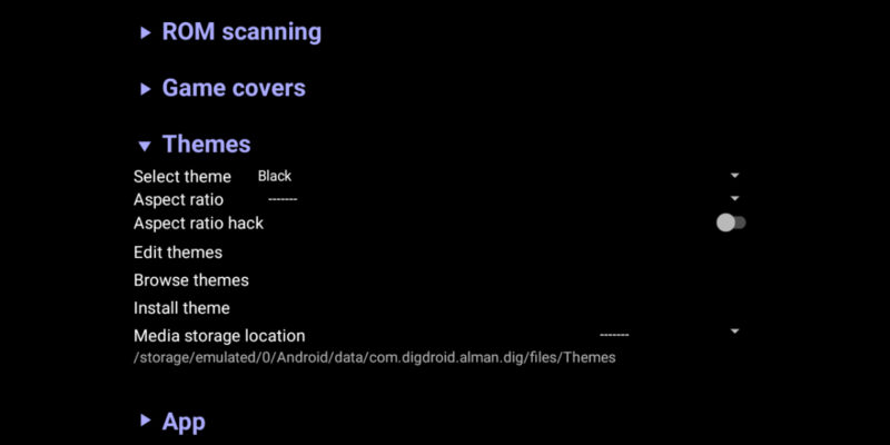 Dig Emulator Frontend Themes Menu