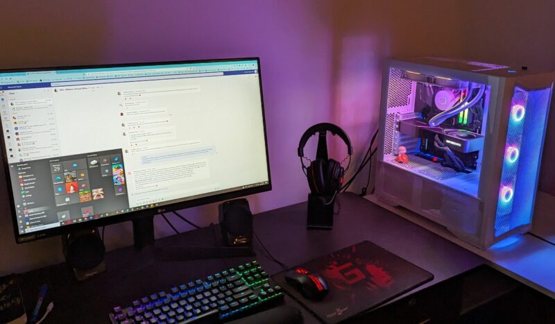 Gaming PC setup with RGB lighting
